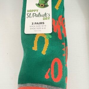 St. Patrick's Day Green Novelty Crew Socks with Orange & Gold Accents